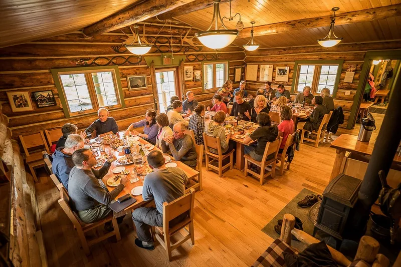 Communal dinner in lodge dining room