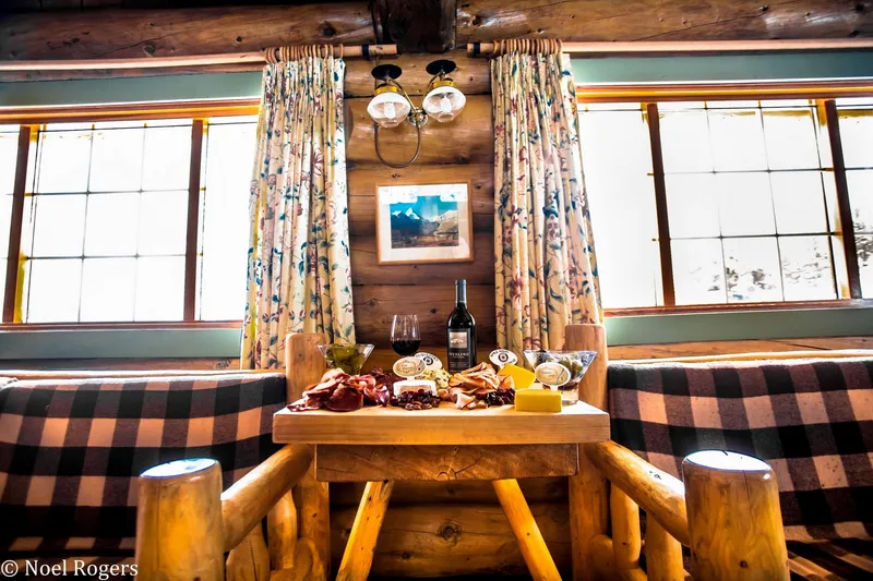 Lodge living room with wine and cheese board