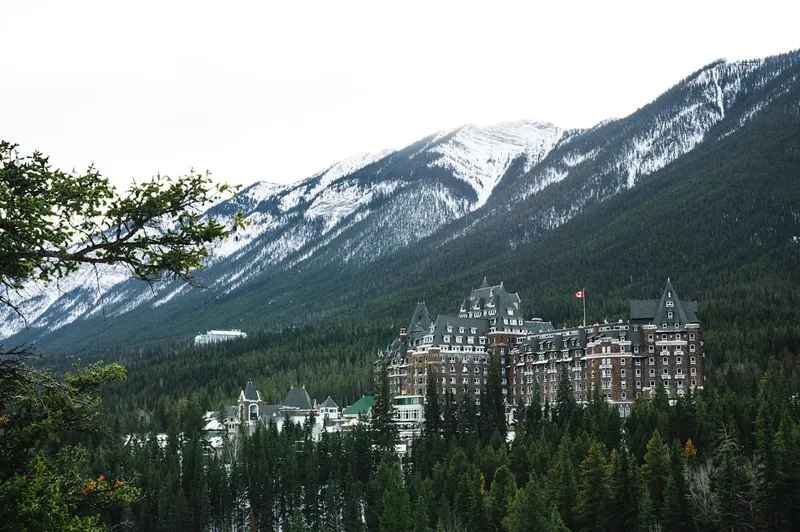 Fairmont Banff Springs castle hotel exterior with mountain backdrop