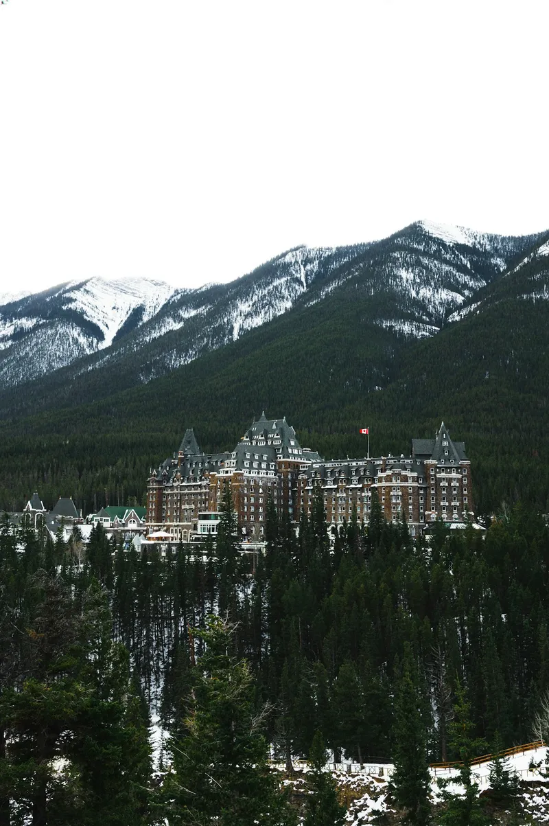 Fairmont Banff Springs resort nestled in the Canadian Rockies